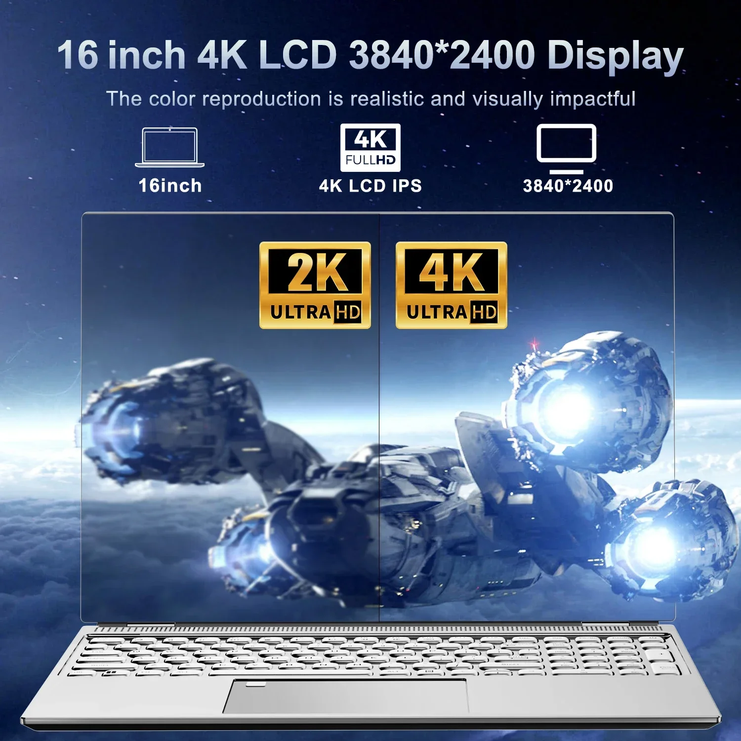 Computer portatile da 16 "Intel Celeron N95 4K HD 120HZ Display 32GB RAM 2TB SSD Computer da ufficio Windows11 gioco Laptop sblocco impronte digitali PC