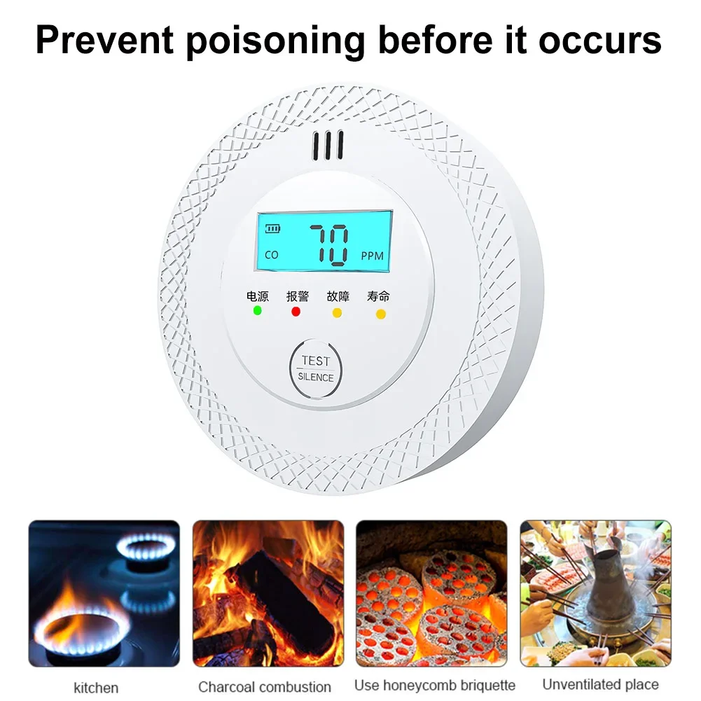 Detector de monóxido de carbono alimentado por batería, Detector de humo y monóxido de carbono, pantalla LCD, Detector de CO para Home Depot