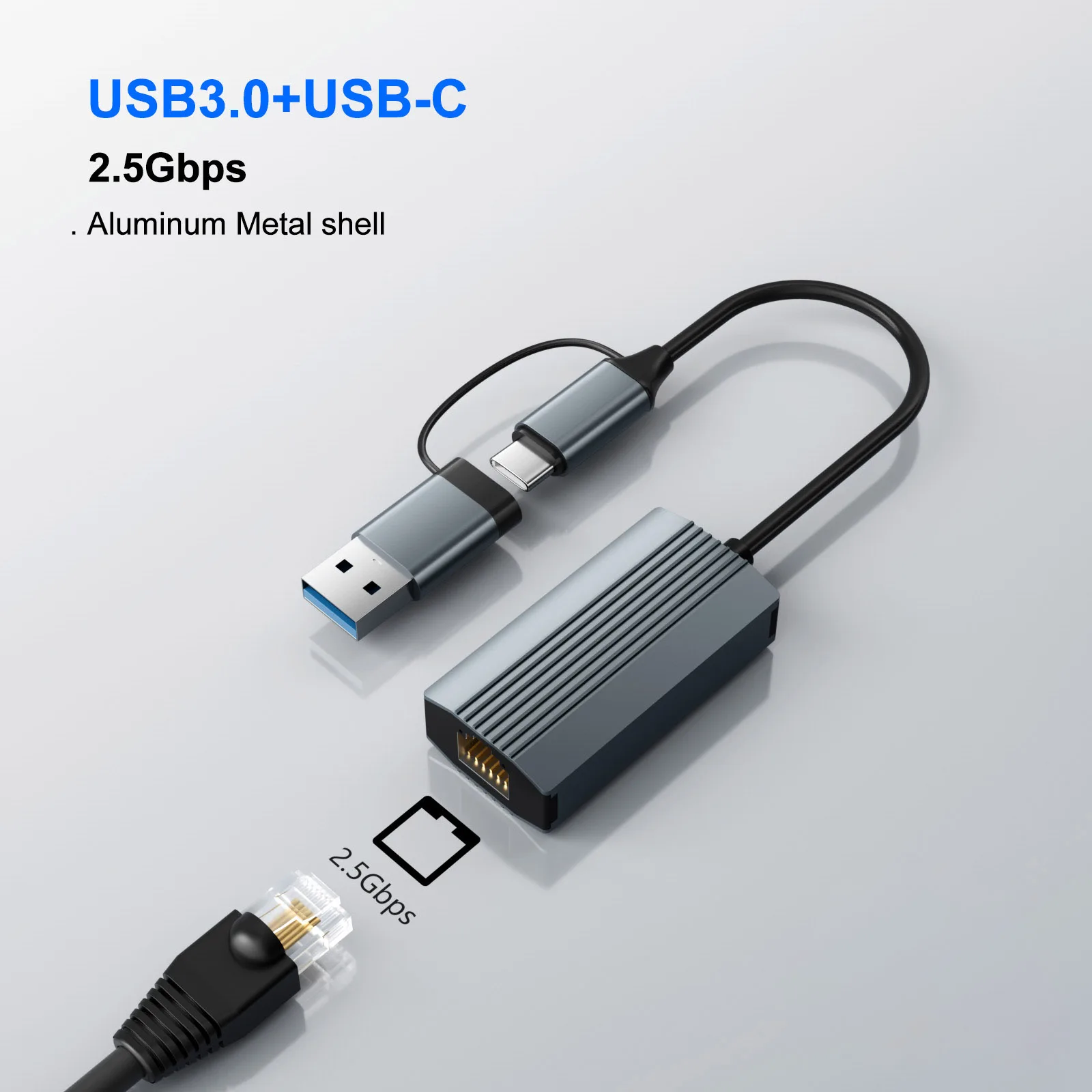 Ethernet-адаптер 2,5G, 2500 Мбит/с, USB 3.0 и сетевая карта типа C к Rj45 для портативных ПК, NAS-сервера, Windows Mac OS, Интернет