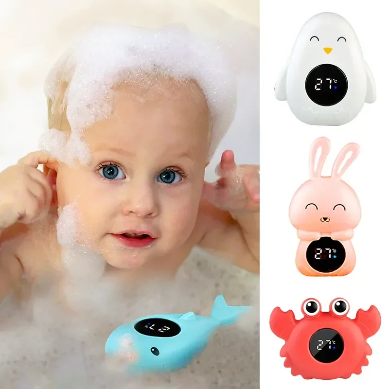 Medidor de temperatura de baño para bebé, medidor de temperatura de baño Digital flotante para agua, pantalla LED, probador de temperatura, dibujos animados de seguridad
