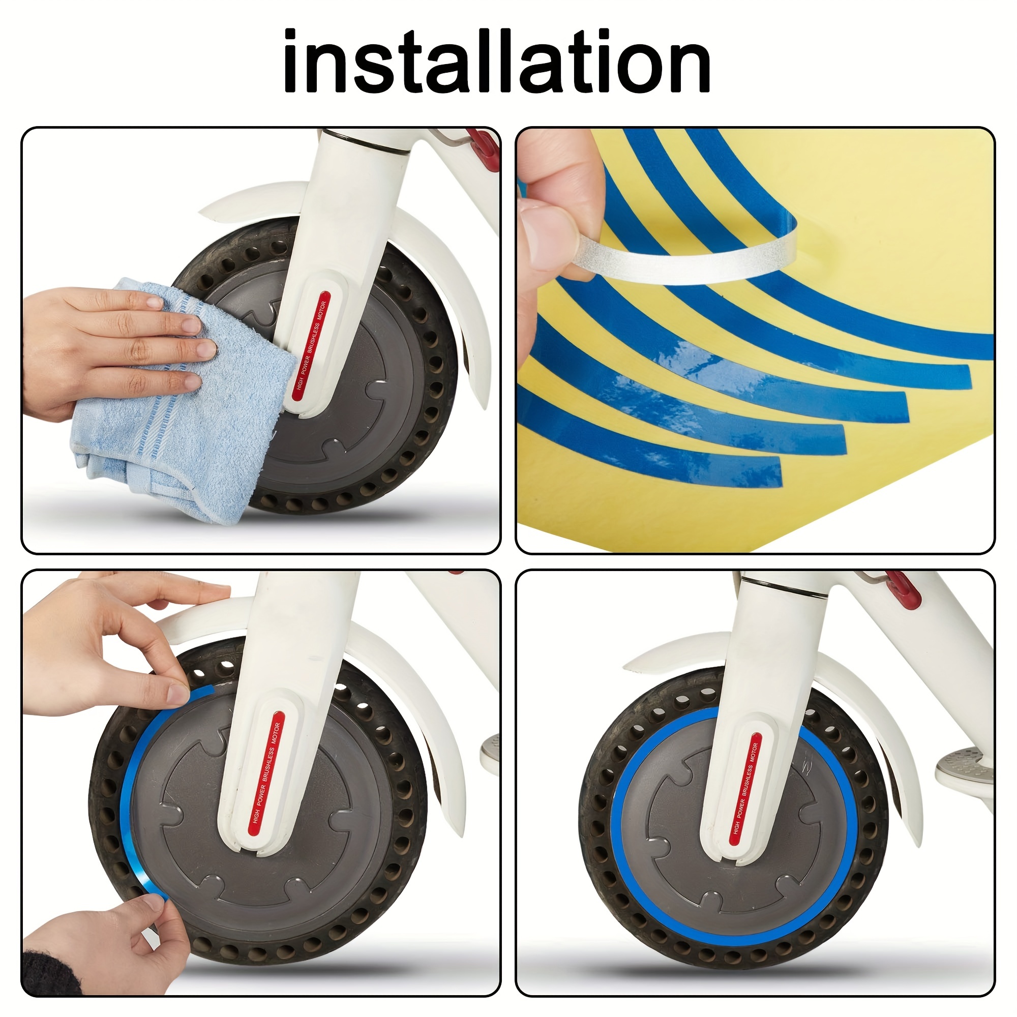 1 conjunto de adesivos refletivos para scooter elétrica, adesivos refletivos à prova d'água para rodas para scooters elétricos Ninebot Max G30