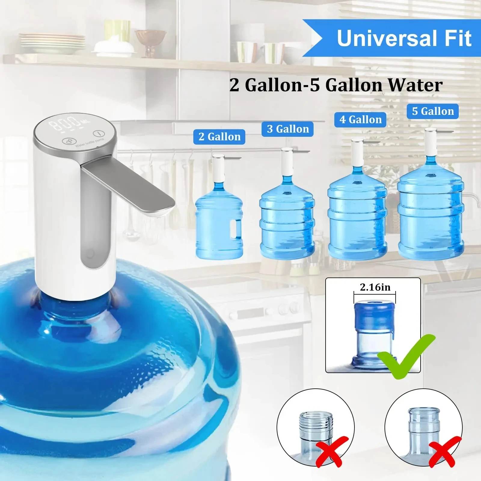 Wasserflaschenpumpe mit LED-Anzeige, faltbar, elektrisch, 1200 mAh, Typ C, wiederaufladbar, automatischer Anschlag, Touch-Taste, 3 quantitative Einstellungen