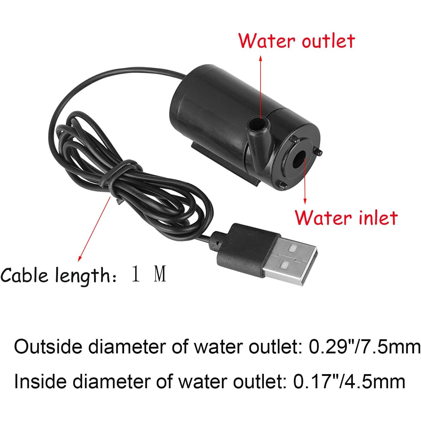 DC 3–5 V USB Micro Submersible Mini geräuscharme bürstenlose Wasserpumpe für Aquarien, Teichbrunnen, Hydrokultur, Garten