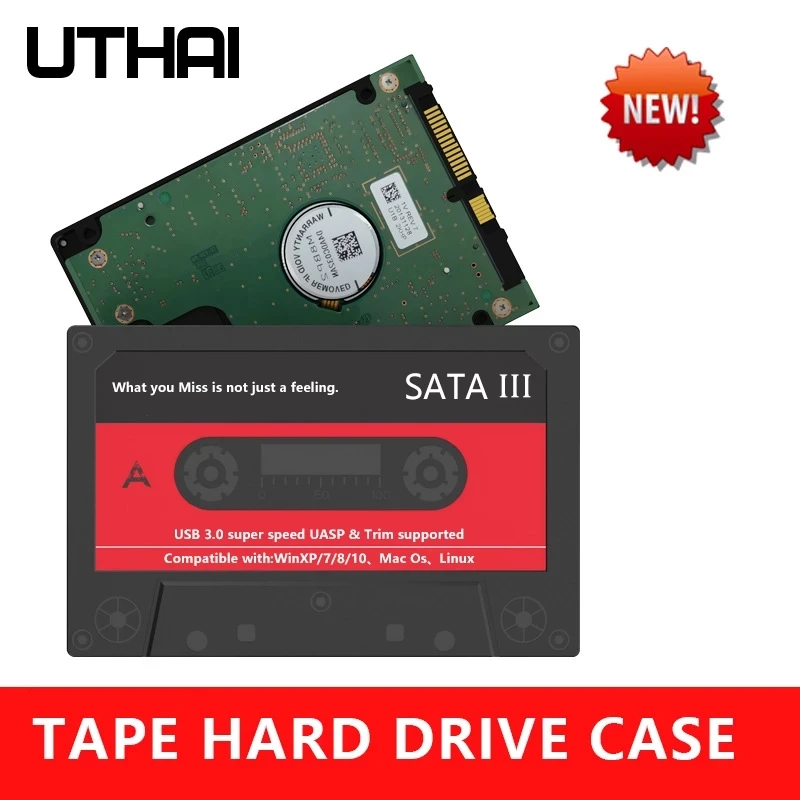 UTHAI T46 Новый 2,5-дюймовый корпус внешнего жесткого диска, USB 3.0 SATA 5 Гбит/с HDD и SSD-ленточный корпус UASP для ноутбука