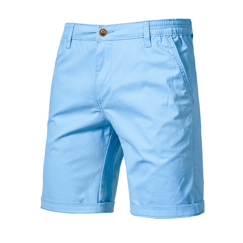 Short d'été en coton de couleur unie pour hommes, haute qualité, décontracté, Business, Social, taille élastique, demi-pantalon, short de plage