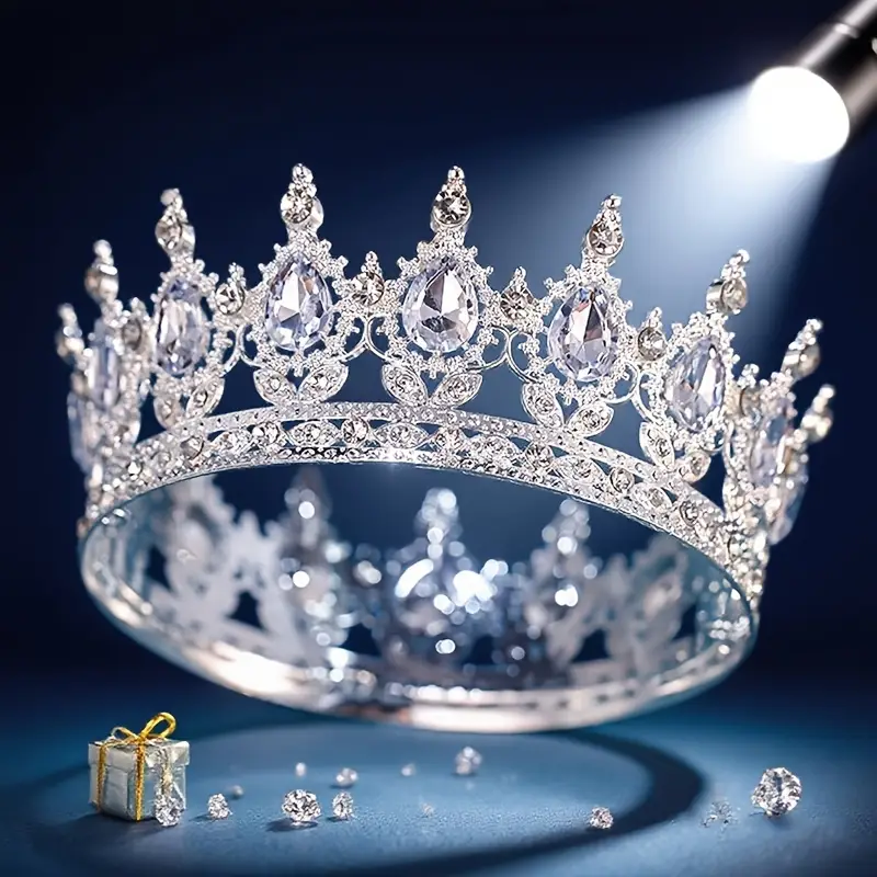 Couronne baroque de luxe en strass, ronde et élégante, accessoire de mariage, robe de soirée, couvre-chef
