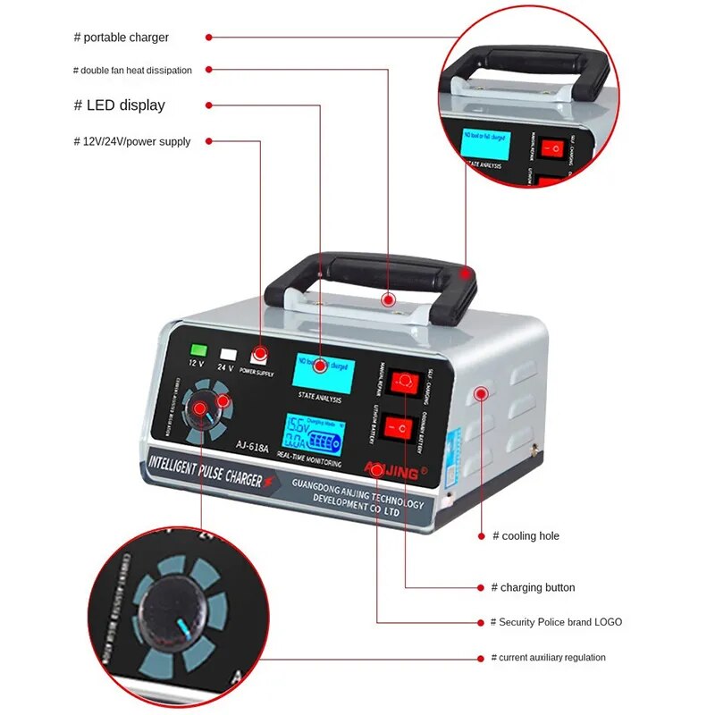 Grote power 400W batterijlader 12V/24V auto-acculader druppel slimme pulsreparatie voor auto-suv vrachtwagenboot
