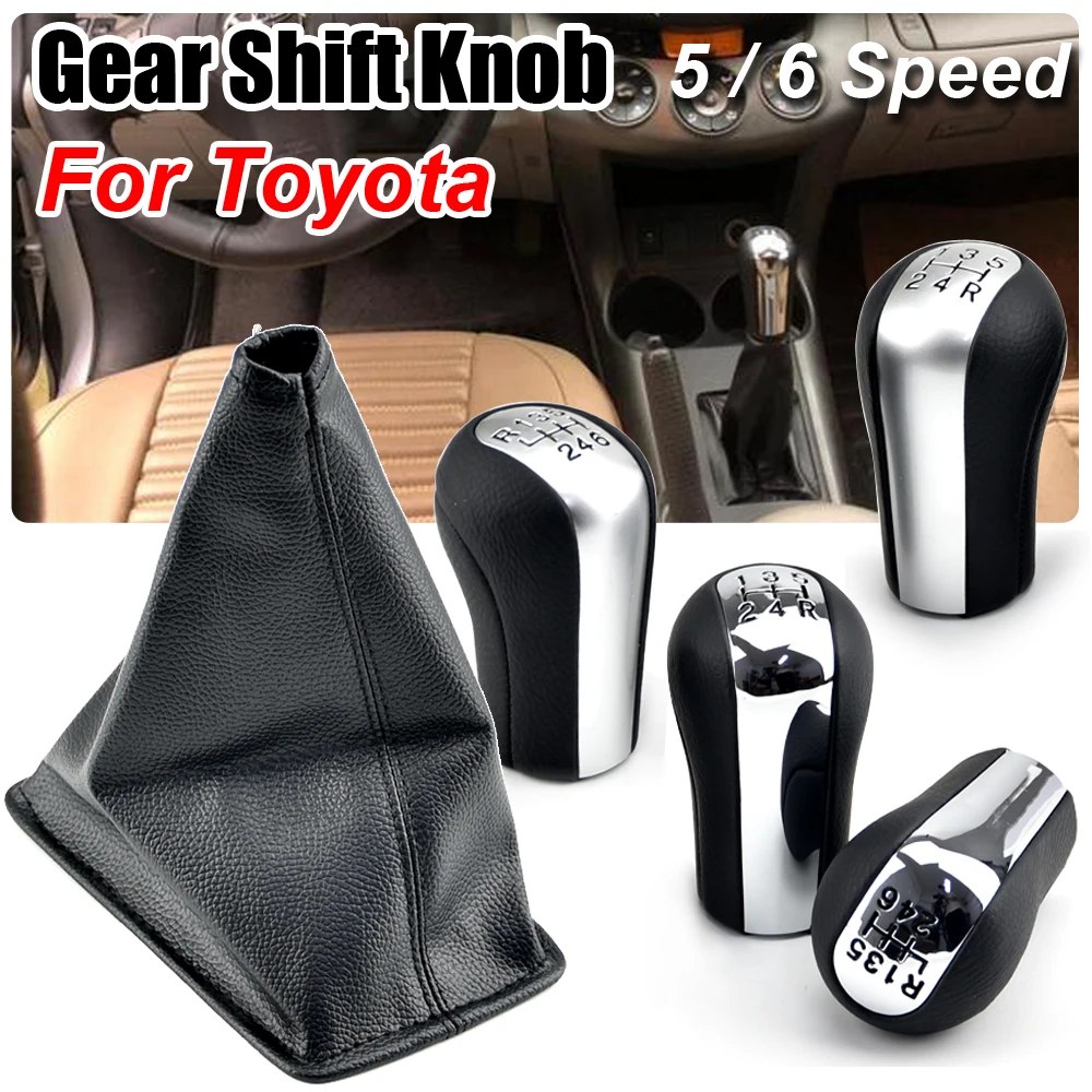 5 6 Speed Gear Shift Knob Lever Shifter Stick Gaiter Boot Cover for Toyota Corolla 1998-2003 AYGO Verso RAV4 YARIS VITZ