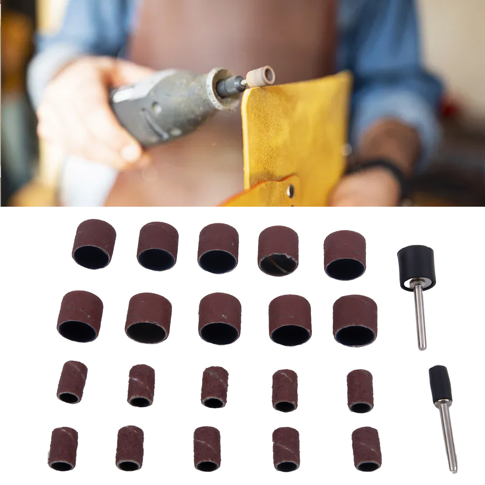 샌딩 드럼 그라인딩 헤드 전기 드릴 머신, 연마 로터리 공구 키트, 로드 포함 샌딩 링, 22 개