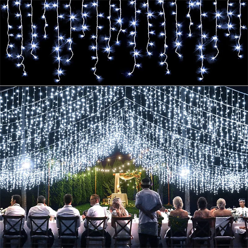 クリスマス装飾家庭用屋外 LED カーテンつららストリングライトストリートガーランド家の冬 220V 5 メートルドループ 0.4-0.6 メートル