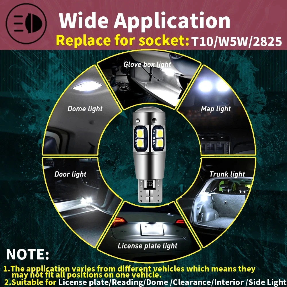 2 ชิ้น Super Brigh T10 W5W 168 192 ไฟท้าย Led สีขาว 3030 10SMD 12 โวลต์รถ Led โคมไฟอัตโนมัติ CANBUS ไม่มีข้อผิดพลาดรถ Marker ที่จอดรถหลอดไฟ