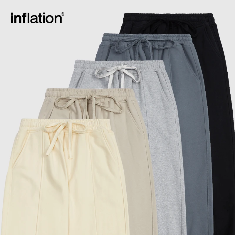 INFLATION-Conjunto de sudadera de rizo francés para hombre y mujer, traje de algodón orgánico Unisex, sólido, grueso, para correr