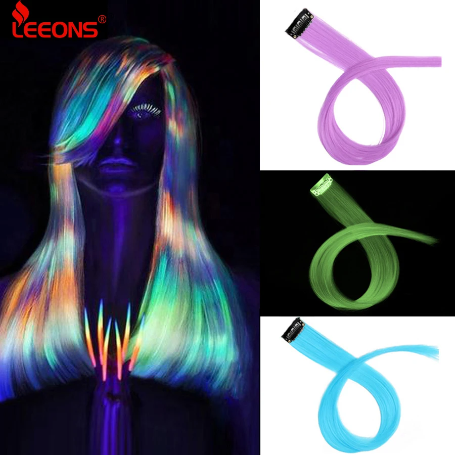 Tổng Hợp Kẹp Trong Một Miếng Raiinbow Tóc Duỗi Thẳng Tóc Tổng Hợp Cái 18 "Dài Ombre Tóc Hồng Tím Đỏ xanh Dương