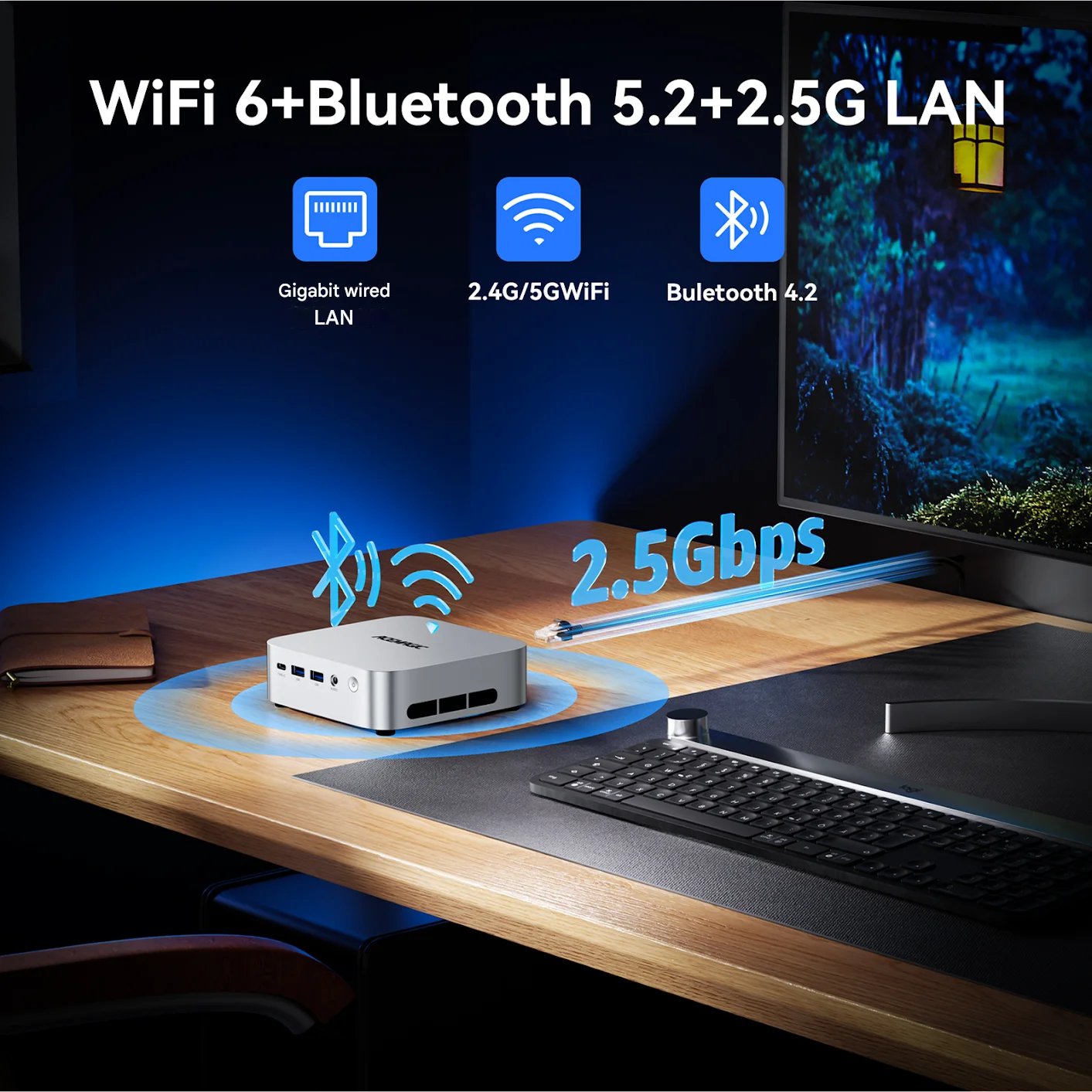 ACEMAGIC W1 Mini-Gaming-PC AMD Ryzen 7 8745HS Mini-Computer 4K Triple Display Mini-Desktop-Computer BT5.2/WiFi 6/Dual Channel