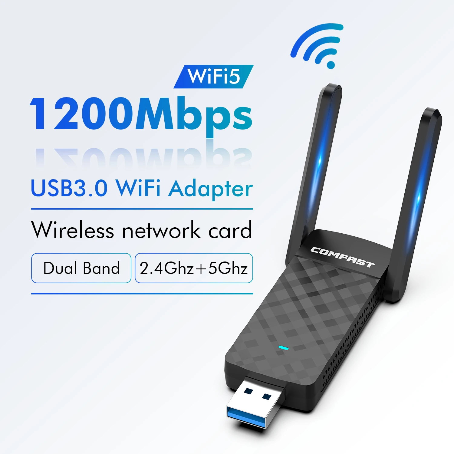Comfast 1200 Мбит/с Адаптер Wi-Fi Usb 3.0 5G/2G MT7612U 2*2dbi Antena Para PC Cle Kali Linux Монитор Приемник сетевой карты