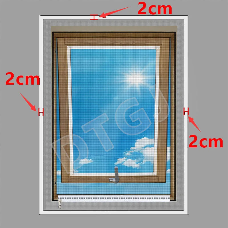 DTGJ Mosquito Net Window Screen with Zipper White Custom Size Window Net Mesh Tulle Invisible Fiberglass anti-mosquito Skylight
