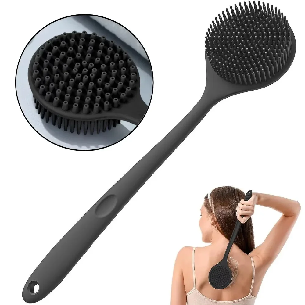 1 PC Bath Soft Back Scrubber แปรงอาบน้ําฟองน้ําขัดแปรง Handle Exfoliating Scrub Skin Massager Bath อุปกรณ์