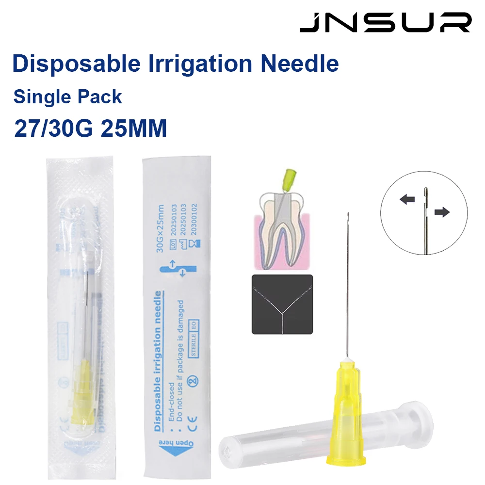 Jnsur 27g/30g pacote individual agulhas de irrigação 100 peças pontas de irrigador endodontia descartável limpeza de canal radicular odontologia