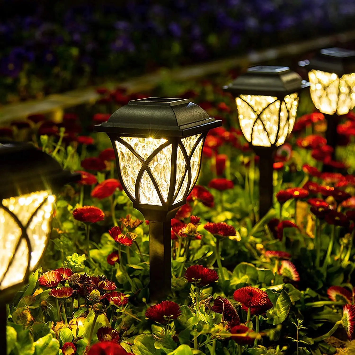 2 pçs led solar luzes do gramado ao ar livre lâmpada à prova dwaterproof água luz quente jardim pátio para passarela caminho villa luzes da paisagem