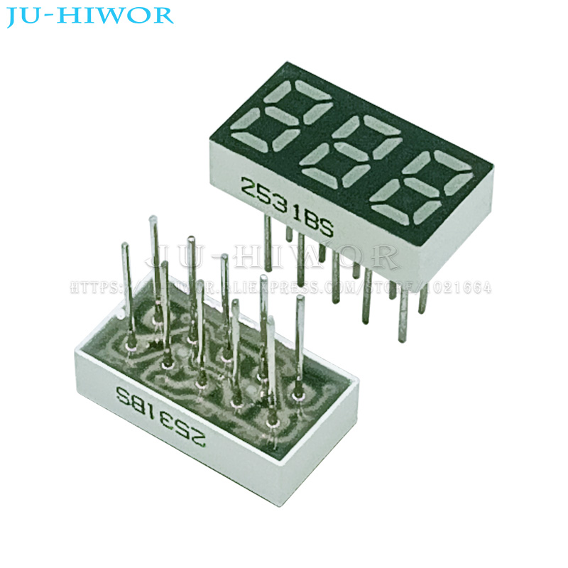10 Chiếc 0.25Inch 10 Chân 2531AS 2531BS 3 Chữ Số Bit 7 Phân Đỏ LED Hiển Thị Kỹ Thuật Số Digitron Anode Chung cực Âm C-C C-A