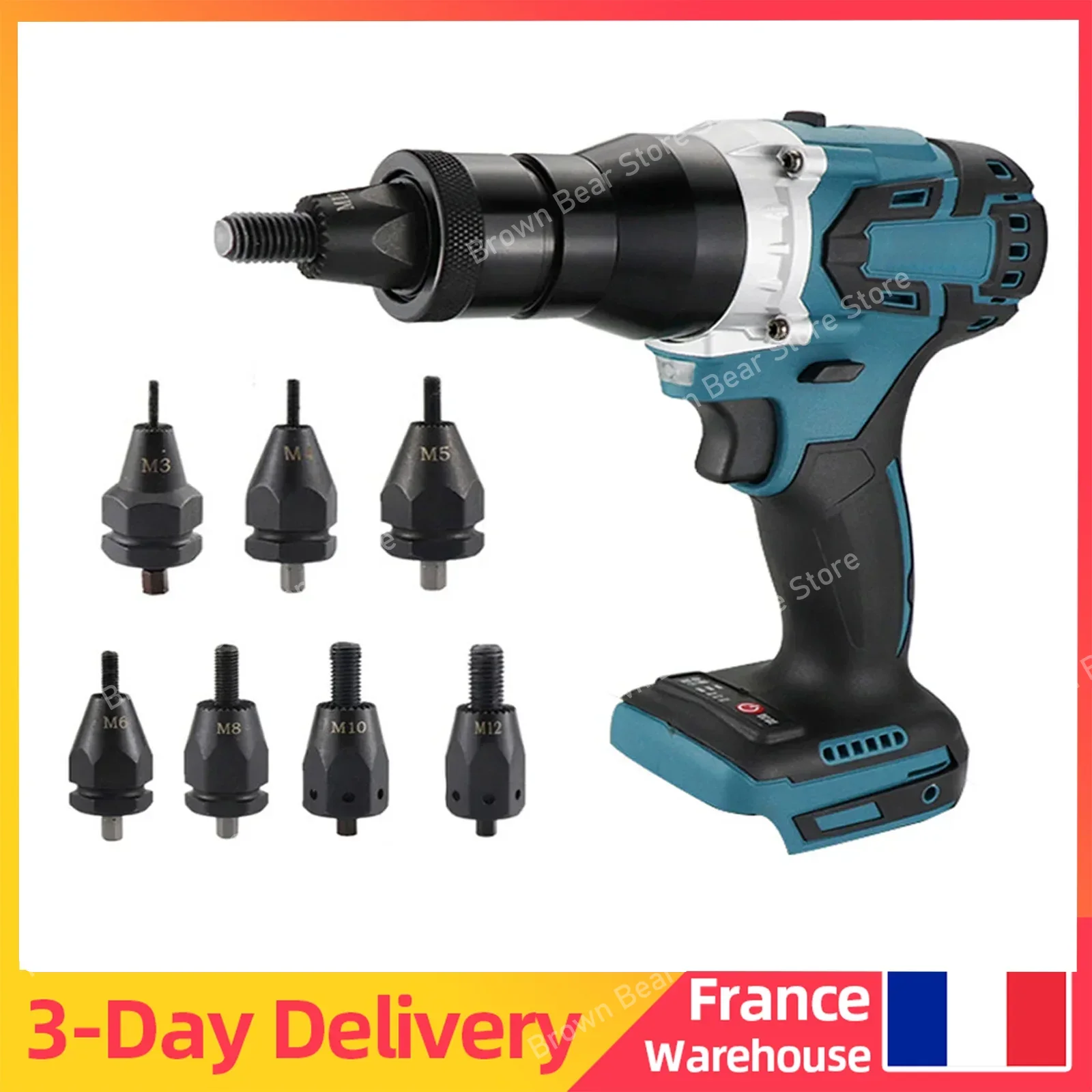 Elektryczny nitonakrętka bezszczotkowa 18V 2.4-4.8mm, akumulatorowa nitownica automatyczna z podświetleniem LED, kompatybilna z akumulatorami Makita