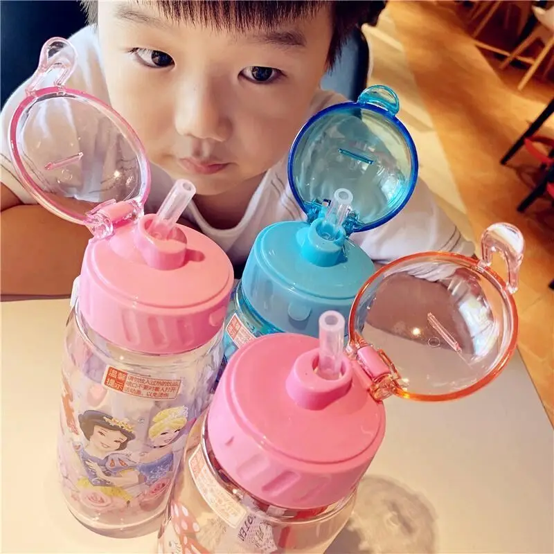Disney cartoon frozen Cartoon cups With straw kids boys cars Sport Bottles girls Princess Feeding cups