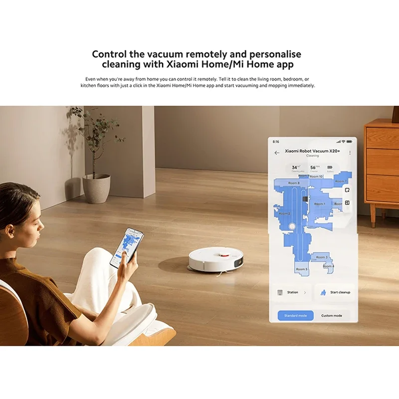 Global Version Xiaomi Robot Vacuum X20+ Voice Control Automatic Dust Collection Whole House Scan Hair Liquid Cleanin