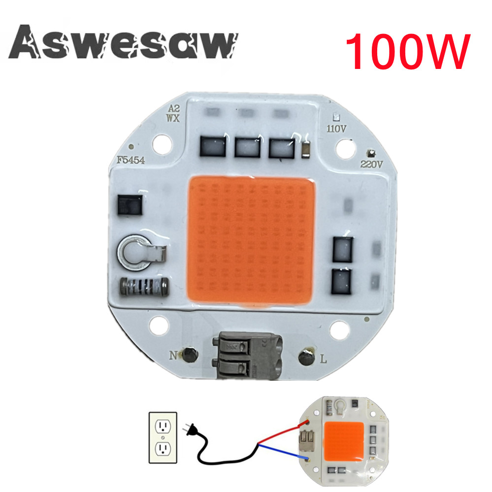 Luz LED COB de 100W, 70W, 50W, sin soldadura, 220V, 110V, Chip LED para plantas, tienda de luz de cultivo, fitoamplificador LED de espectro completo