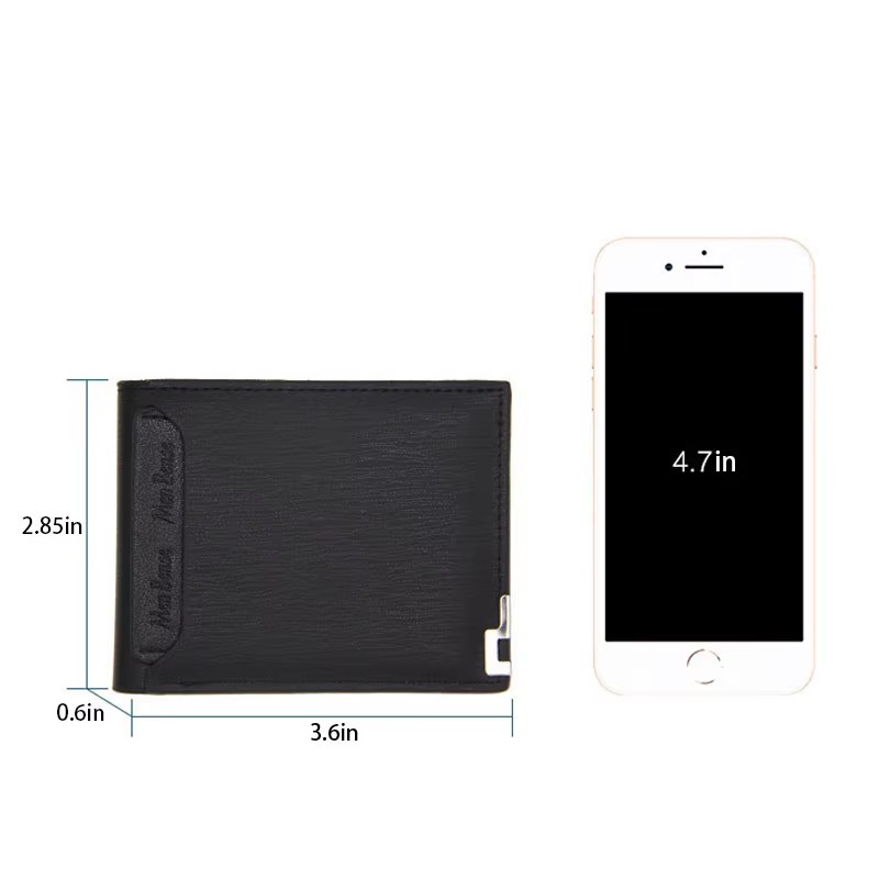 Cartera corta multifuncional para hombre, tarjetero con borde de hierro, cajón de cuero PU, cartera de mano a la moda, superventas, 1 ud.