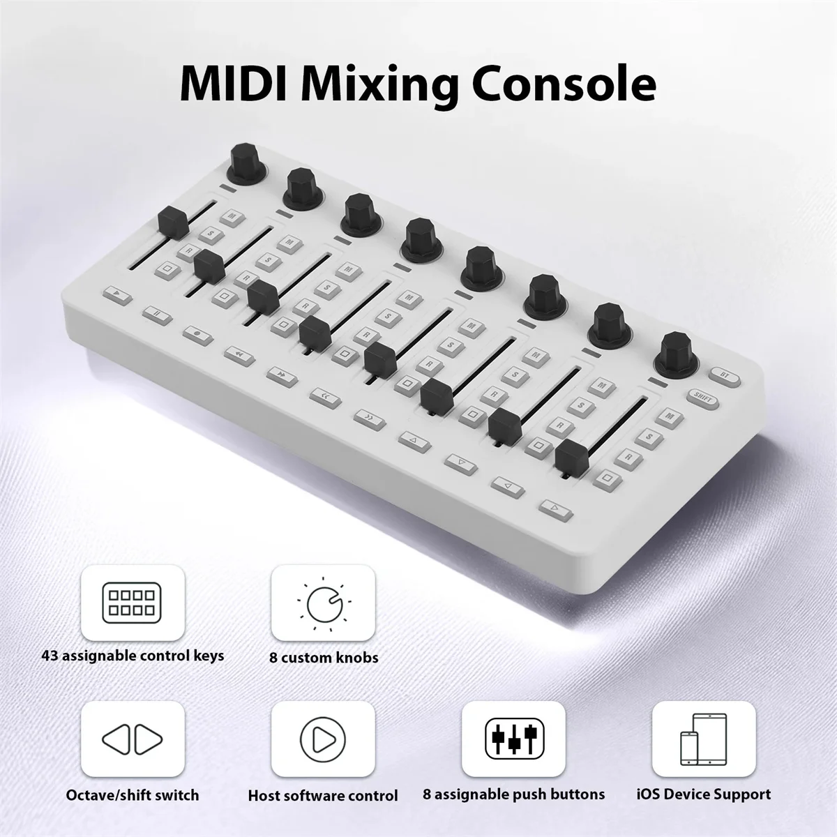 M-VAVE SMC-믹서 무선 MIDI 컨트롤러 믹싱 콘솔 BT 연결 Windows/Mac/Ios/Android용 배터리 유형-C 공급 USB