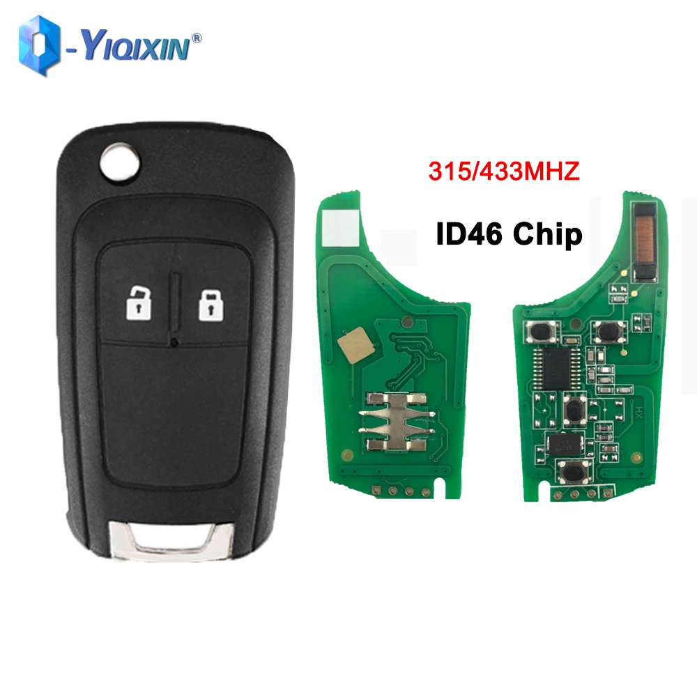 Llave remota de 2 botones de 433Mhz para Vauxhall Opel Astra J Corsa E Insignia Zafira C 2009-2015 Chip transpondedor ID46 315Mhz Flip Car