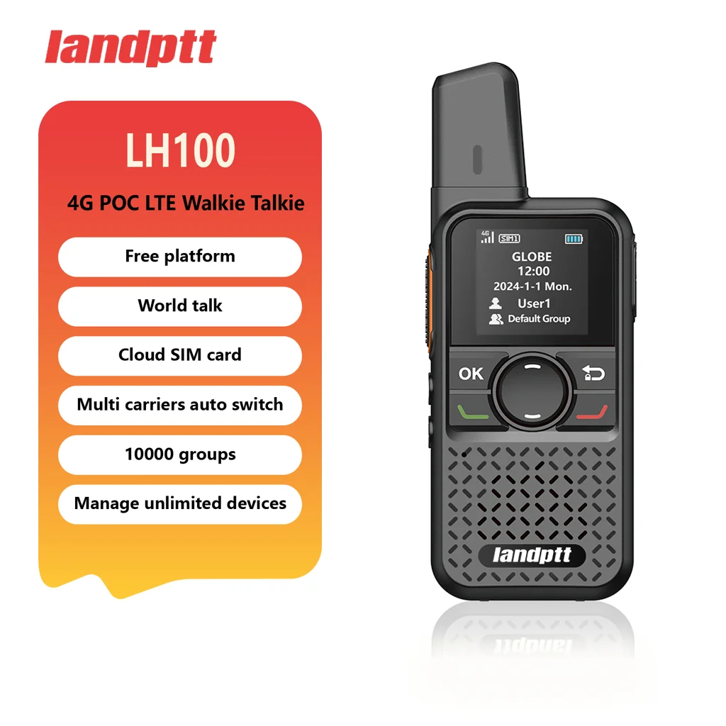 Landptt 4G POC PTT Walkie Talkie profesional comunicación de largo alcance tarjeta SIM Radio cuerpo en miniatura servicio de plataforma libre