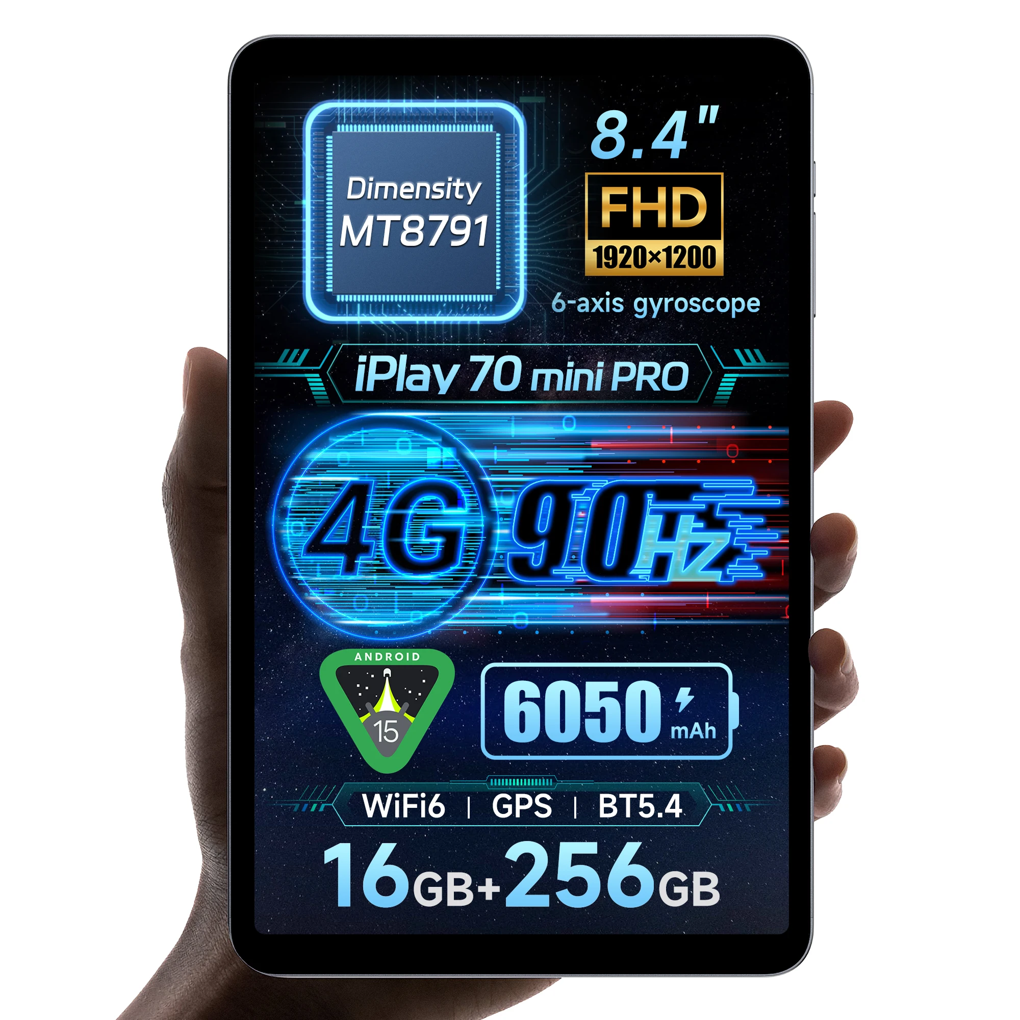 ALLDOCUBE iPlay70 mini Pro Tablet MT8791 8,4 inch Display 16GB (8GB + 8GB Virtueel) RAM 256GB ROM Android15 6050mAh LTE Tablet
