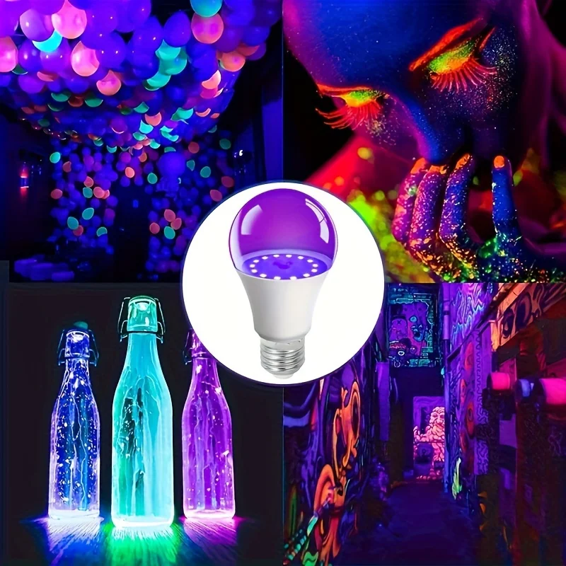 Lampadina LED viola 12W 15W AC 85-265V Viola Copertura trasparente Party Ghost House Luce decorativa per atmosfera fluorescente