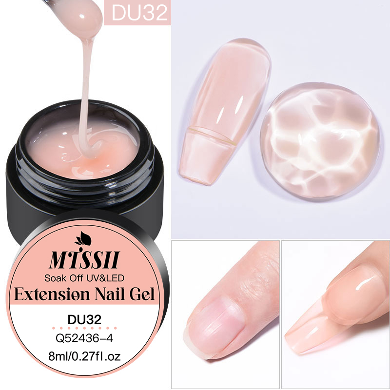Mtssii-Gel de extensión de uñas, esmalte de uñas semipermanente, color rosa brillante, UV, duro, para alargar los dedos, Blanco claro, Nude, 10/20ml