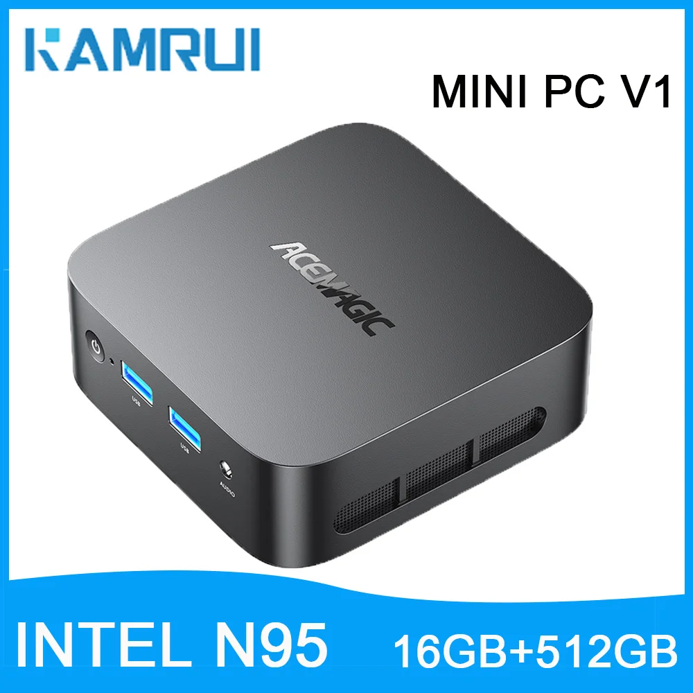 KAMRUI V1 Mini PC Intel Aldel Lake N95 16GB DDR4 512GB SSD Przenośny Komputer Mini Desktop 4k WiFi5 BT4.2 Do Biura Domu Nauki