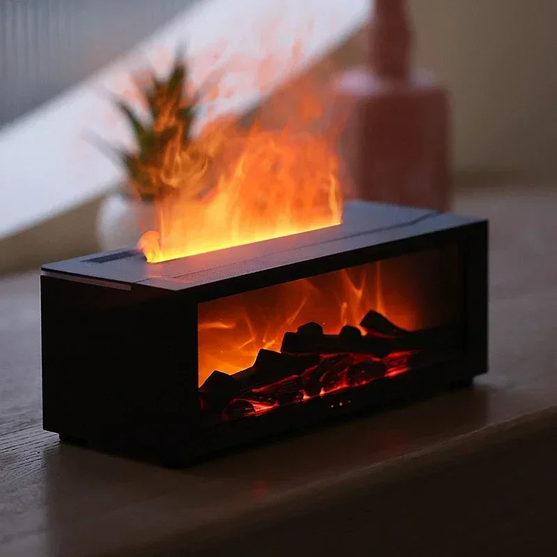 Máquina de aromaterapia con chimenea de llama, difusor de aceites esenciales colorido, humidificador de llama de gran volumen de niebla, chimenea de llama 3D para el hogar