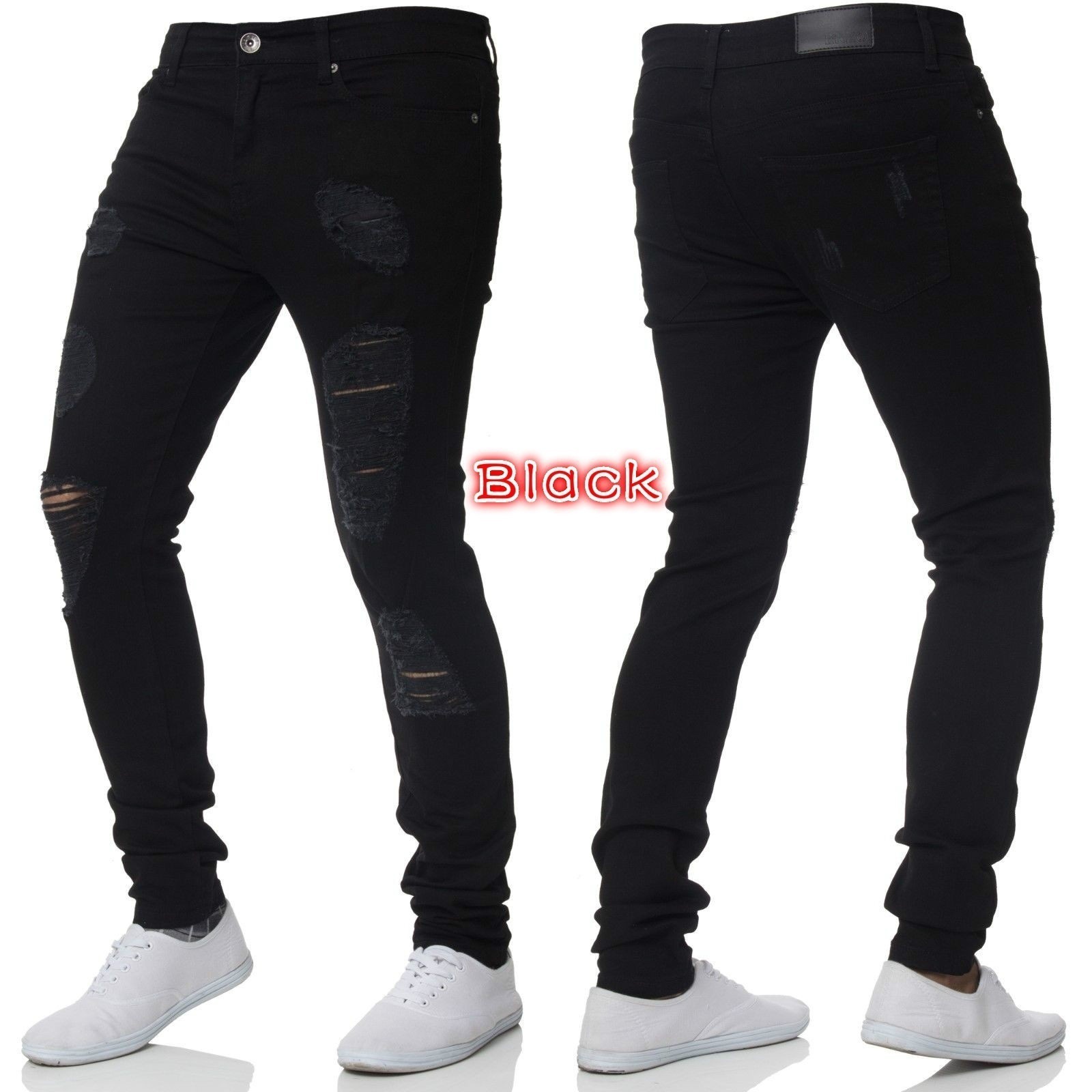 Novo branco bordado jeans masculino algodão elástico rasgado jeans magros de alta qualidade hip hop buraco preto fino ajuste calças jeans oversize