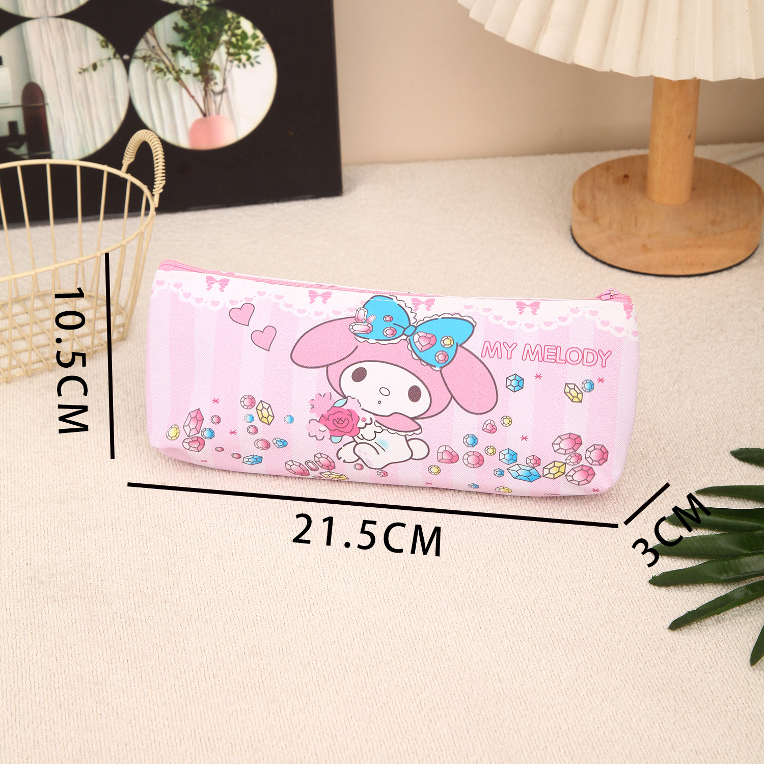 Sanrio estuche para lápices Cinnamoroll Hello Kitty Kuromi Melody bolsa de papelería PU impermeable lápices bolsa estudiante lápiz papelería