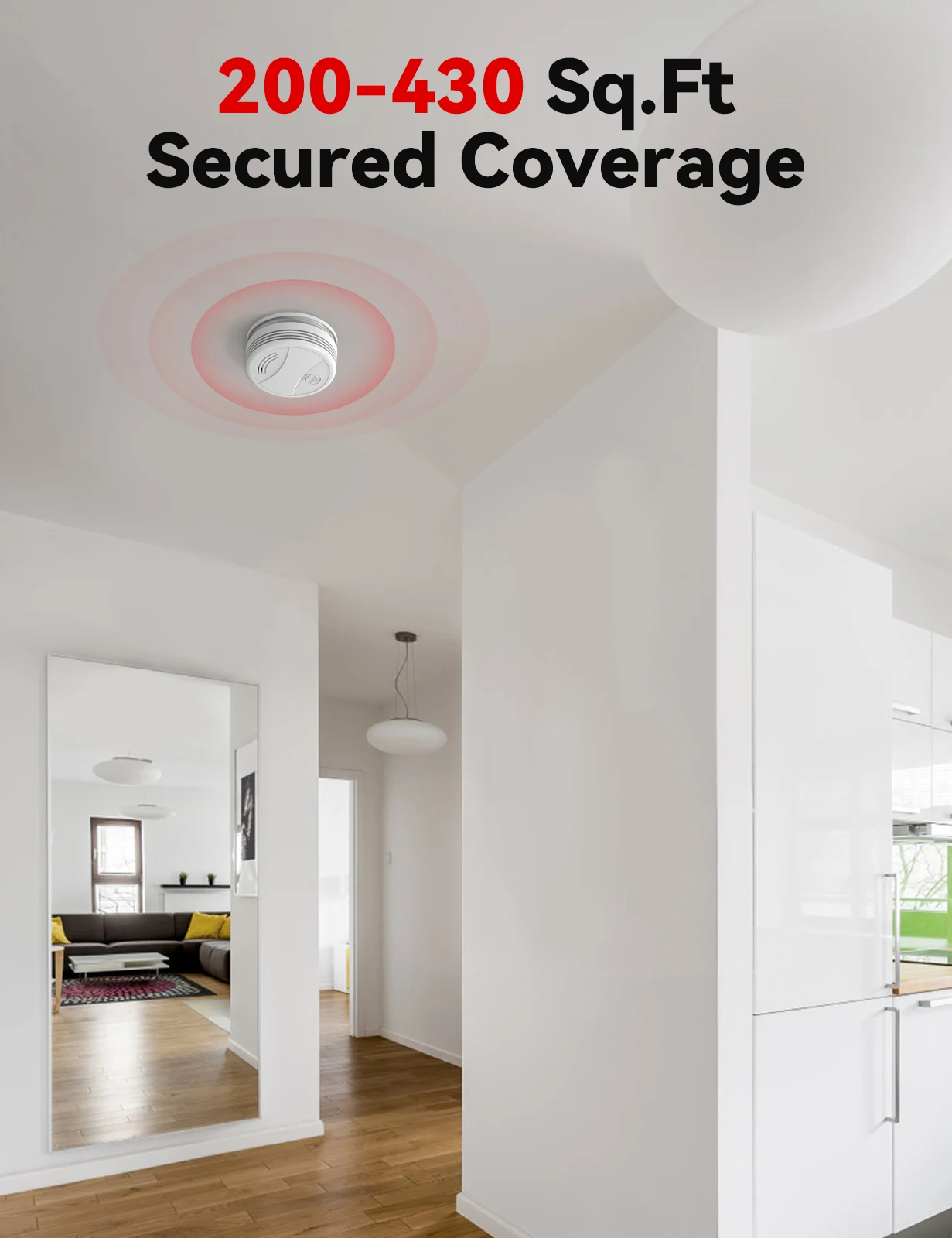 CPVAN-LED Detector de fumaça com suporte magnético, alarme de incêndio, sem piscar, compatível com o padrão europeu, EN14604