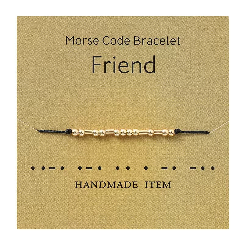 Handgemachte Morse Code Perlen Einstellbare Schwarz String Armband Mit ICH Liebe Sie Schriftzug Karton Kreative Charme Schmuck Für Liebhaber
