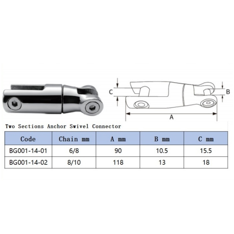 Conector giratorio de anclaje de barco, accesorios de acero inoxidable 316 para barcos, cadena de 6mm-8mm 8mm-10mm