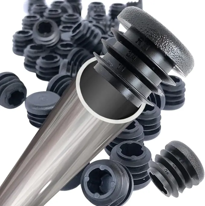 8 Uds. Tapón de extremo ciego de plástico redondo negro insertos de tubo tapón tapón de inserción para silla pierna tubo tapon tubo