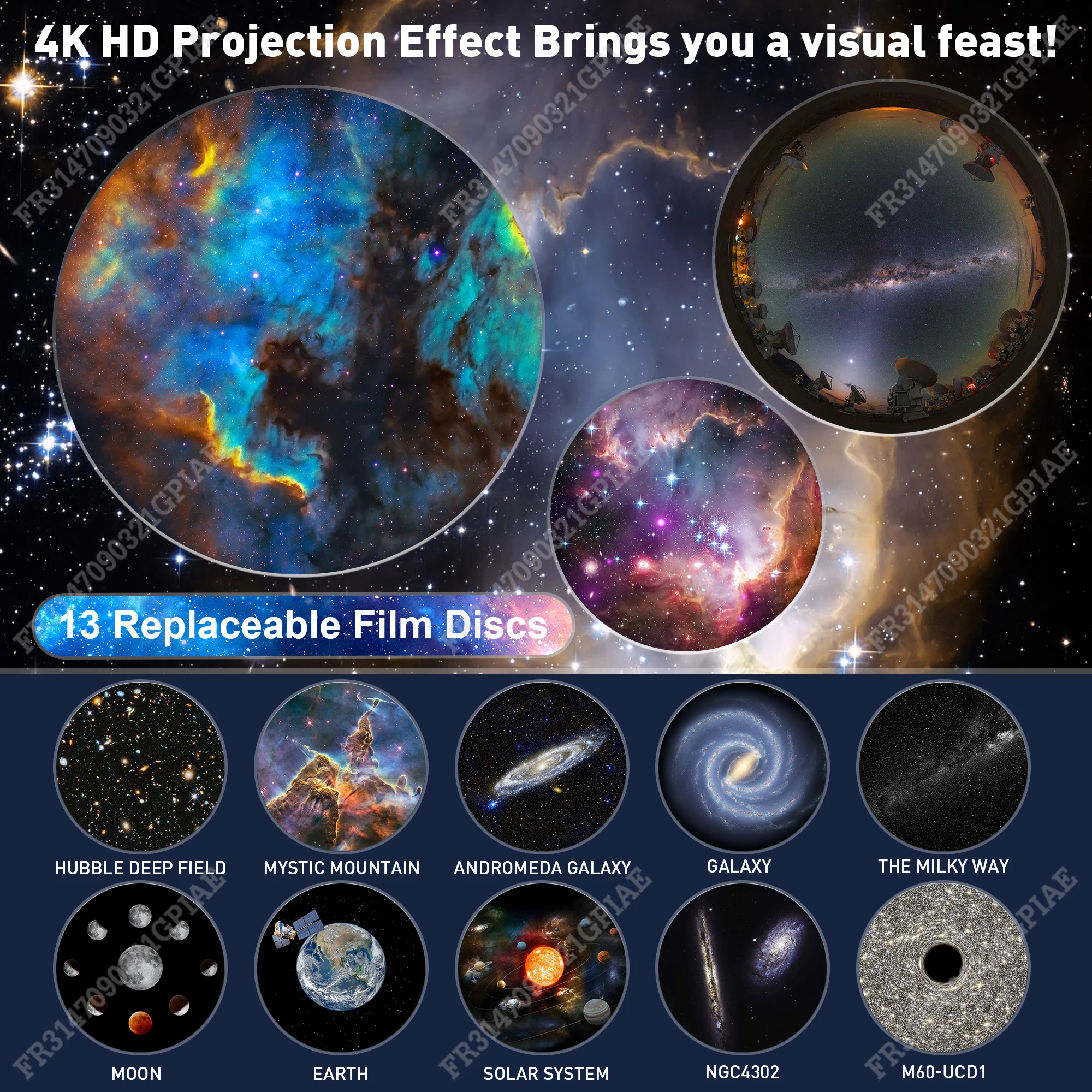 Sky Projector 360° Night Light Galaxy Projector Starry Rotate Planetarium Lamp For Kids Bedroom Valentines Day Gift Wedding Dec