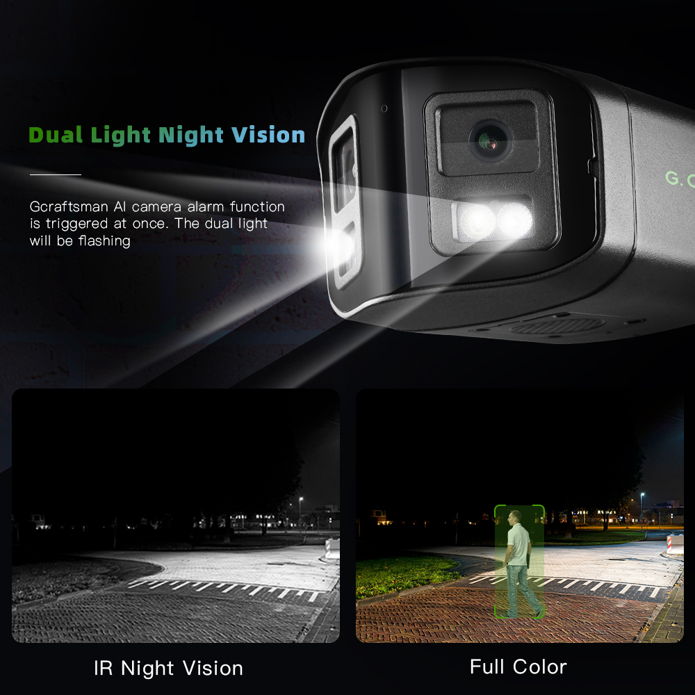 CN B6 4MP * 4MP, POE, double objectif, détection humanoïde de véhicule, double lumière, vidéo CCTV, sécurité de Surveillance P2P