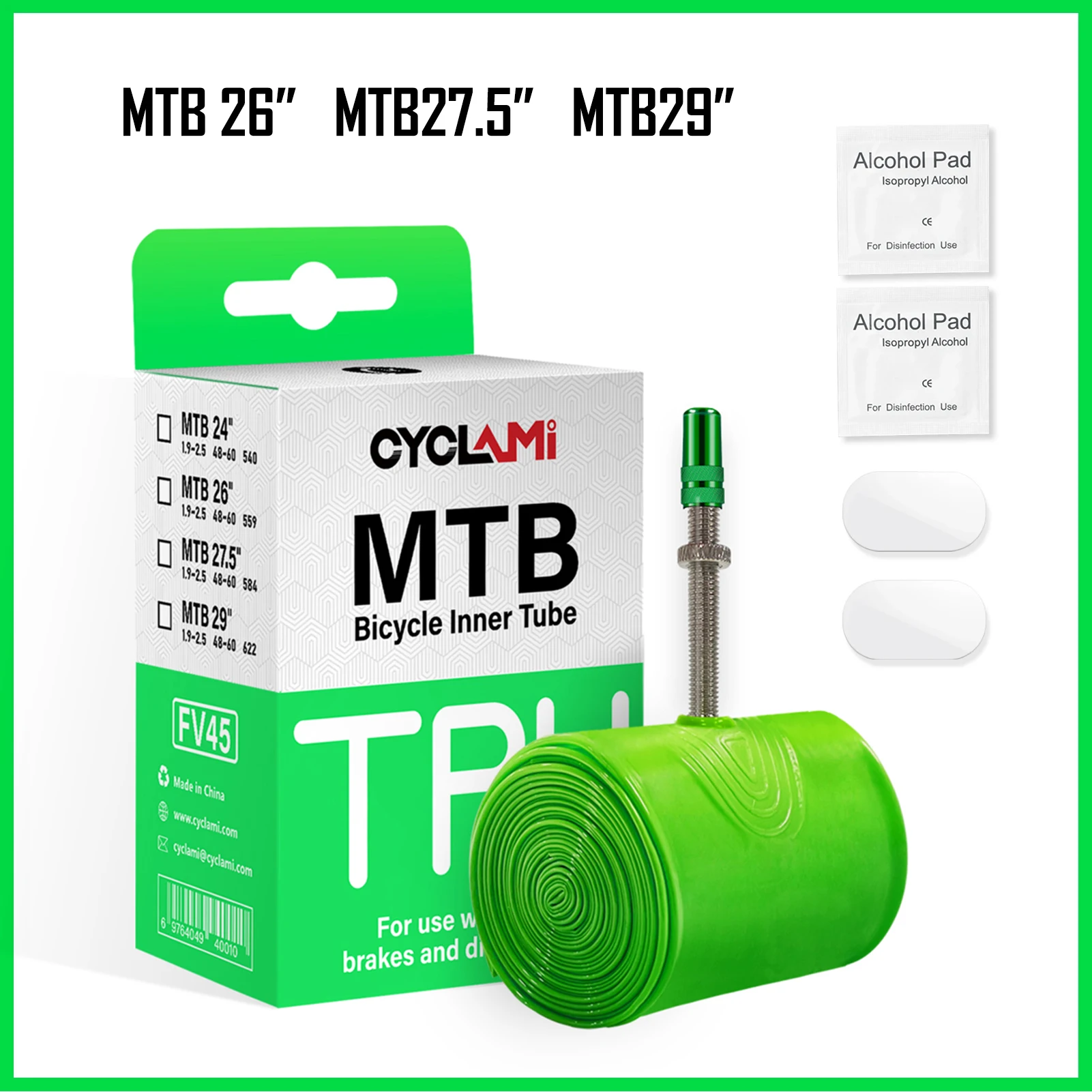 Chambre à Air Ultralégère en TPU pour Vélo de Montagne, Accessoire Anti-Oxymanquer CYCLAMI, Valve Presta Française en Métal, 45mm, 26 27.5 29 chambre à air