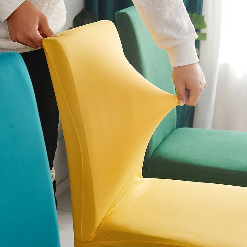 Funda elástica para silla, fundas elásticas de LICRA ajustables de Color sólido, fundas para asientos de sillas, cocina, comedor, banquete de boda, hogar