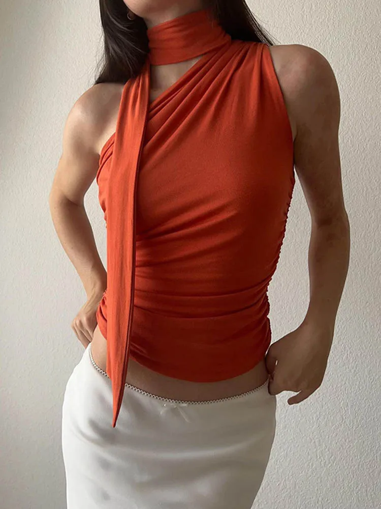 Sem costas sexy fora do ombro halter regata feminina vintage sem mangas colheita topo y2k roupas clube feminino casual verão