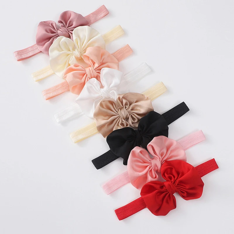 Conjunto de 2 uds de calcetines con diadema y lazo para bebé, diadema elástica con lazo de Color sólido para niñas pequeñas, turbante, calcetines suaves antideslizantes, accesorios para niños