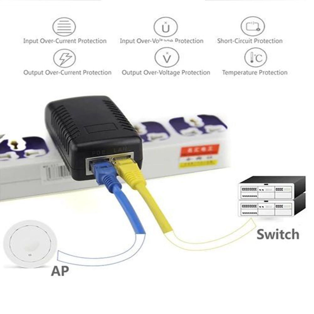 48V/12V POE Injektor Ethernet CCTV Netzteil 0,5A/2A 24W POE für IP Kamera IP Telefone POE Schalter Netzteil EU/US Option